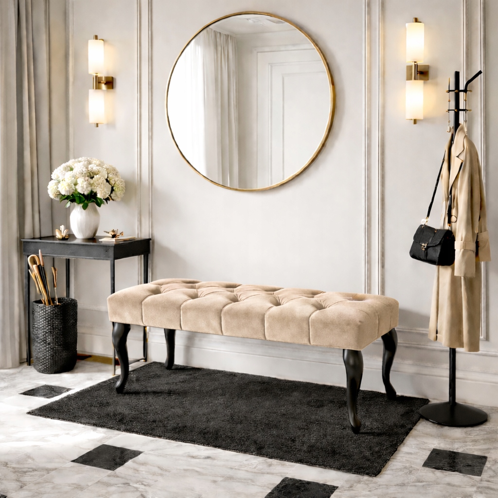 Čalúnená lavica Chesterfield, glamour, prešívaná, farby 80 cm