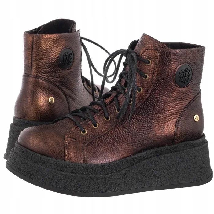 Kožené dámské boty Maciejka Metalický bronz 06309-32