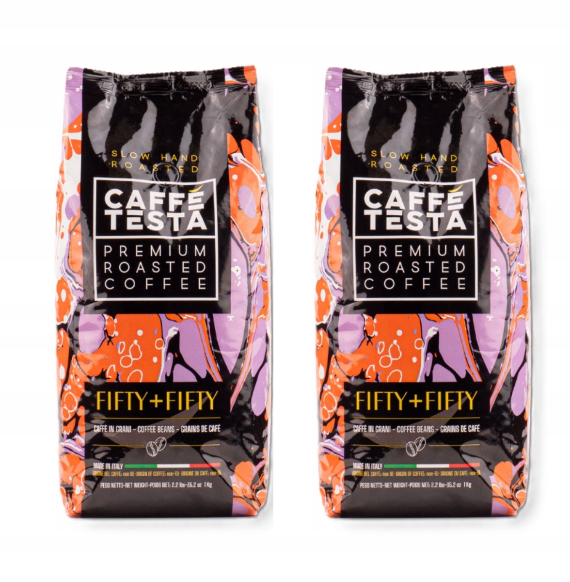 Caffe Testa Coffe Fifty+Fifty Káva zrnková Čerstvě pražená 1 kg X 2 Set