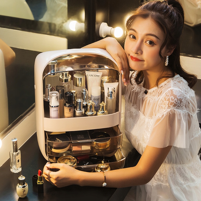 Organizer do makijażu na kosmetyki pędzle szuflady Kolor dominujący róże i fiolety