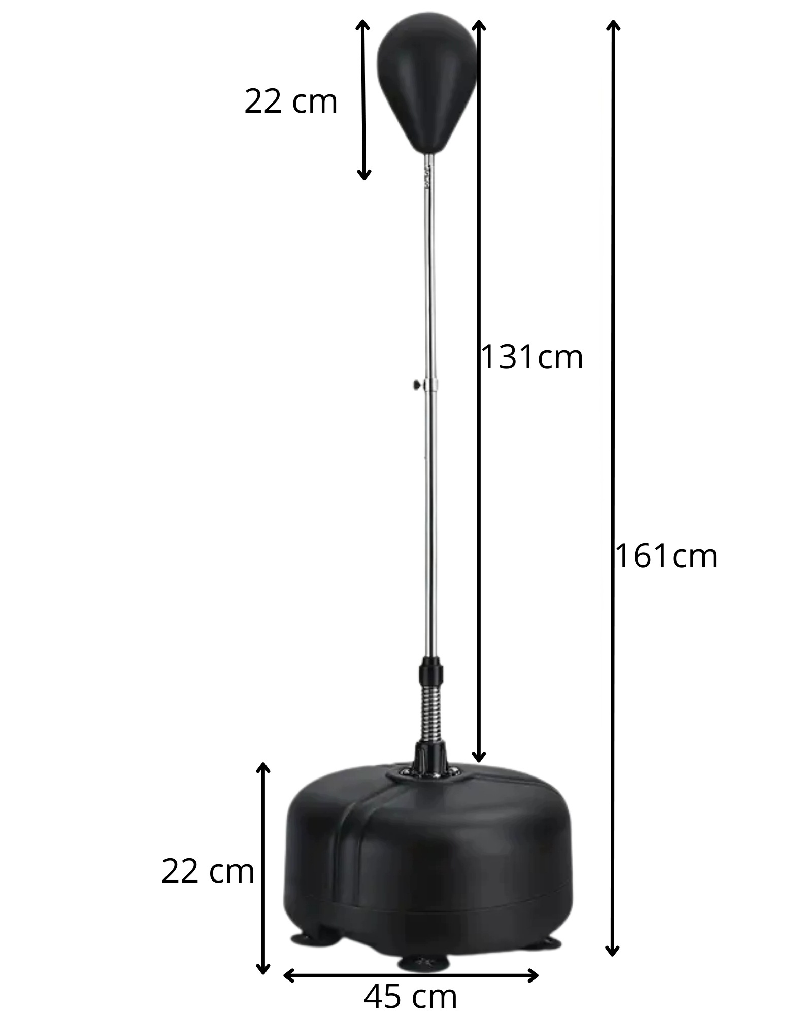 Stojąca gruszka bokserska regulowana RegMag 136–154 cm – Stabilna podstawa i sprężynowy mechanizm