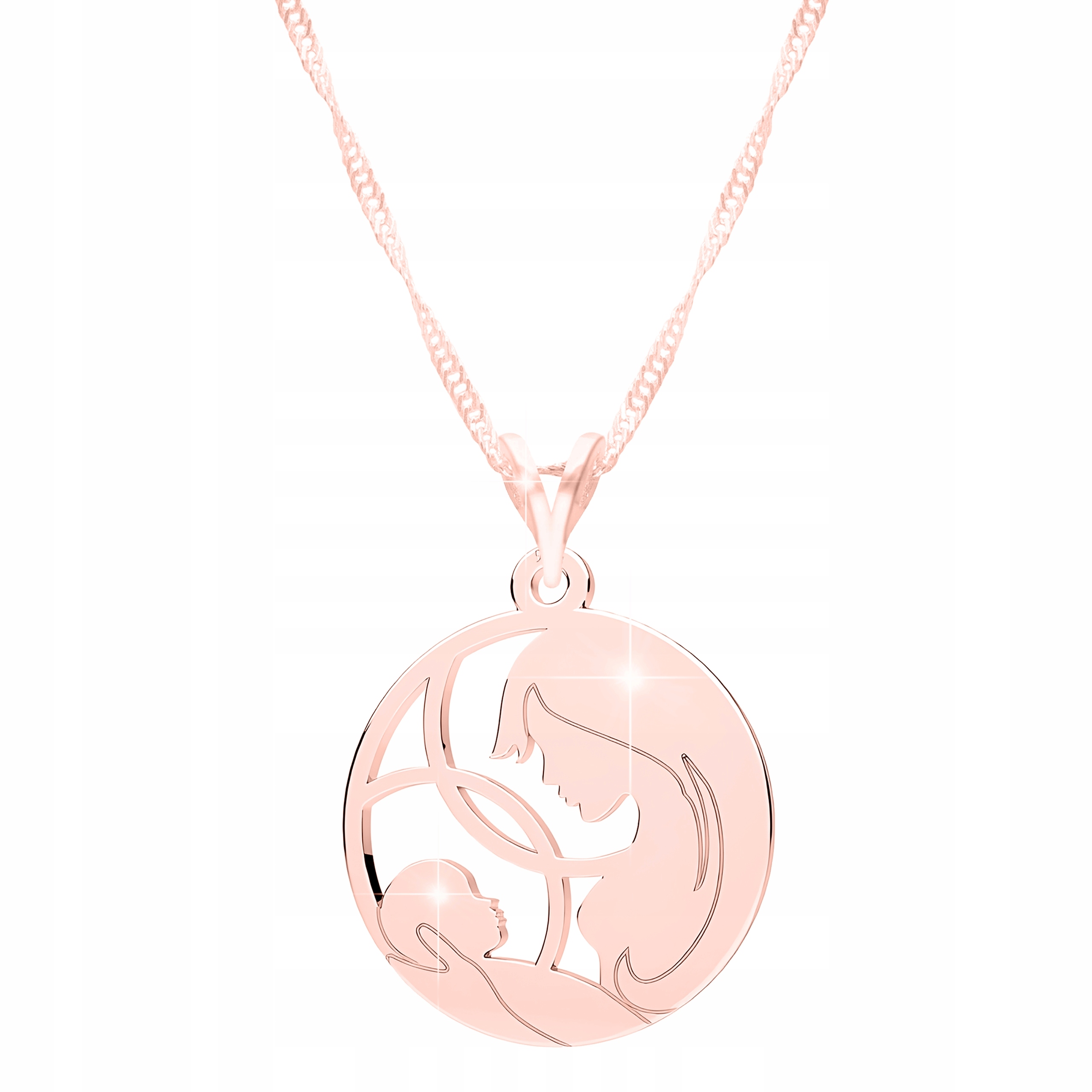 Pozlacený náhrdelník Maminka s dcerou Dítě Rodina Family Kulatý Stříbro 925