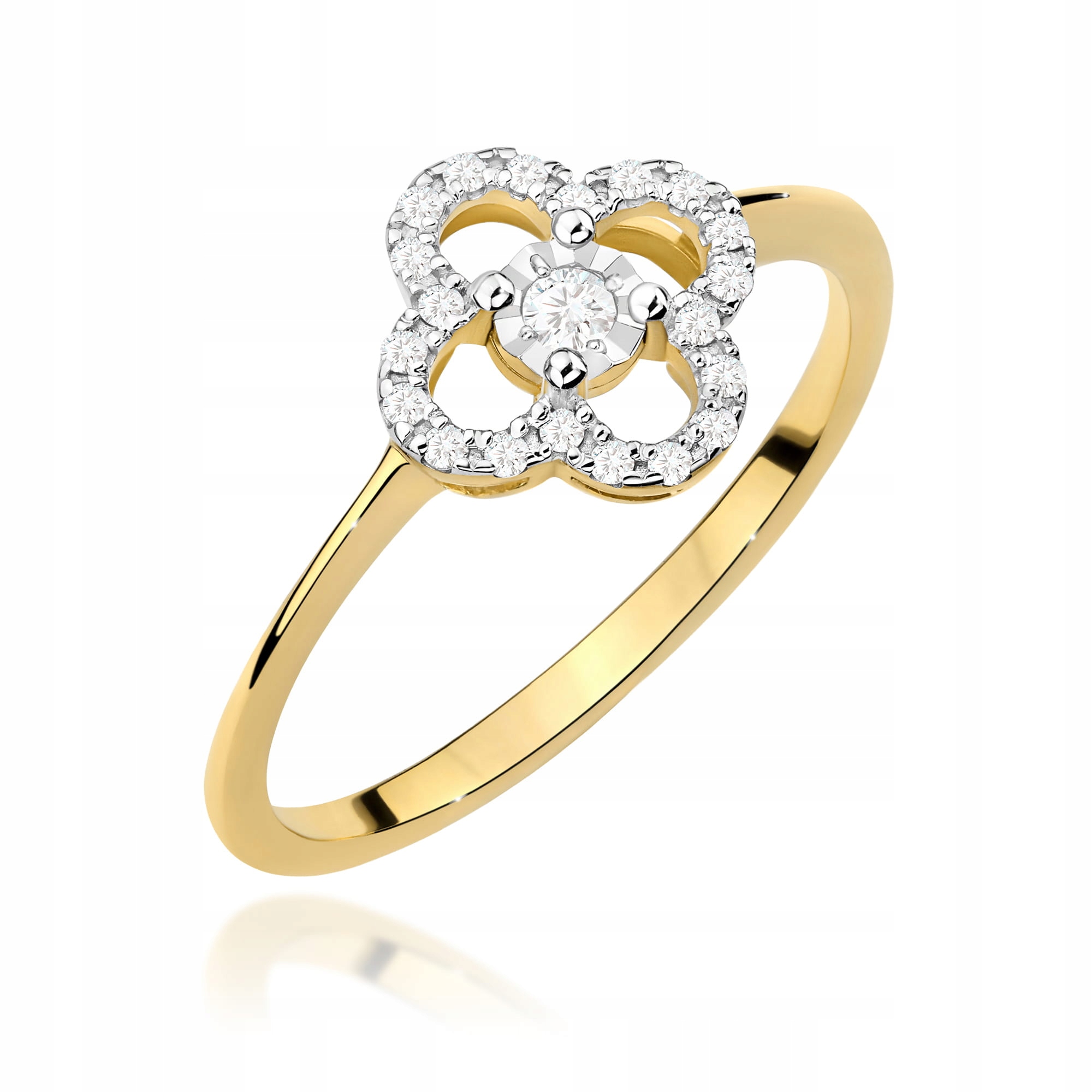 Zlatý prstýnek 585 s diamanty 0.03 ct kulatý zásnubní výbrus, krásný