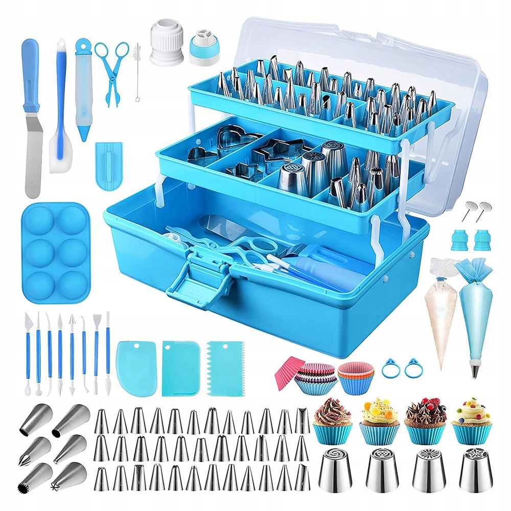 Zestaw Narzedzi Do Dekoracji Tortu Ciasta 236 El. w kuferku