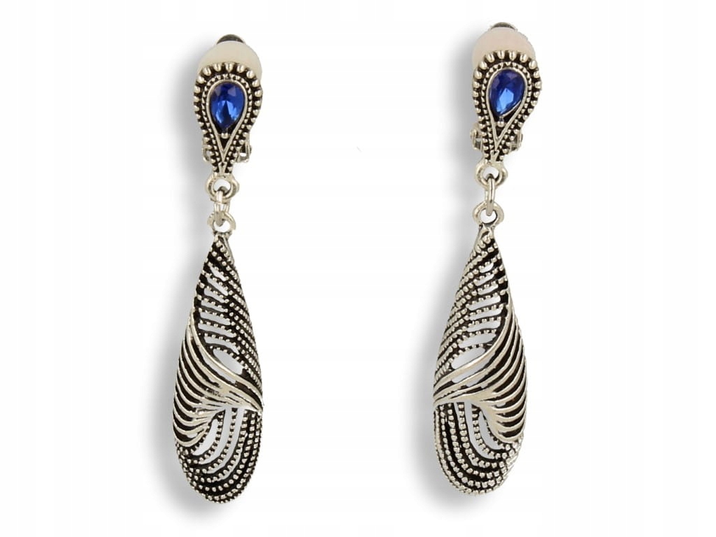 Klipsy do uszu srebrne z chabrowym oczkiem