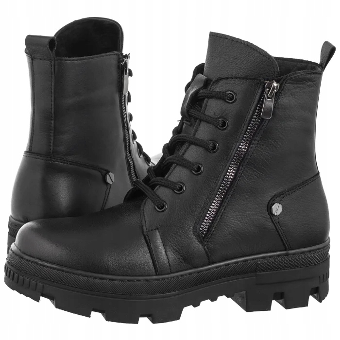 Boty Kotníkové Boty Kožené Dámské Vacarro Černé 1002 Černé