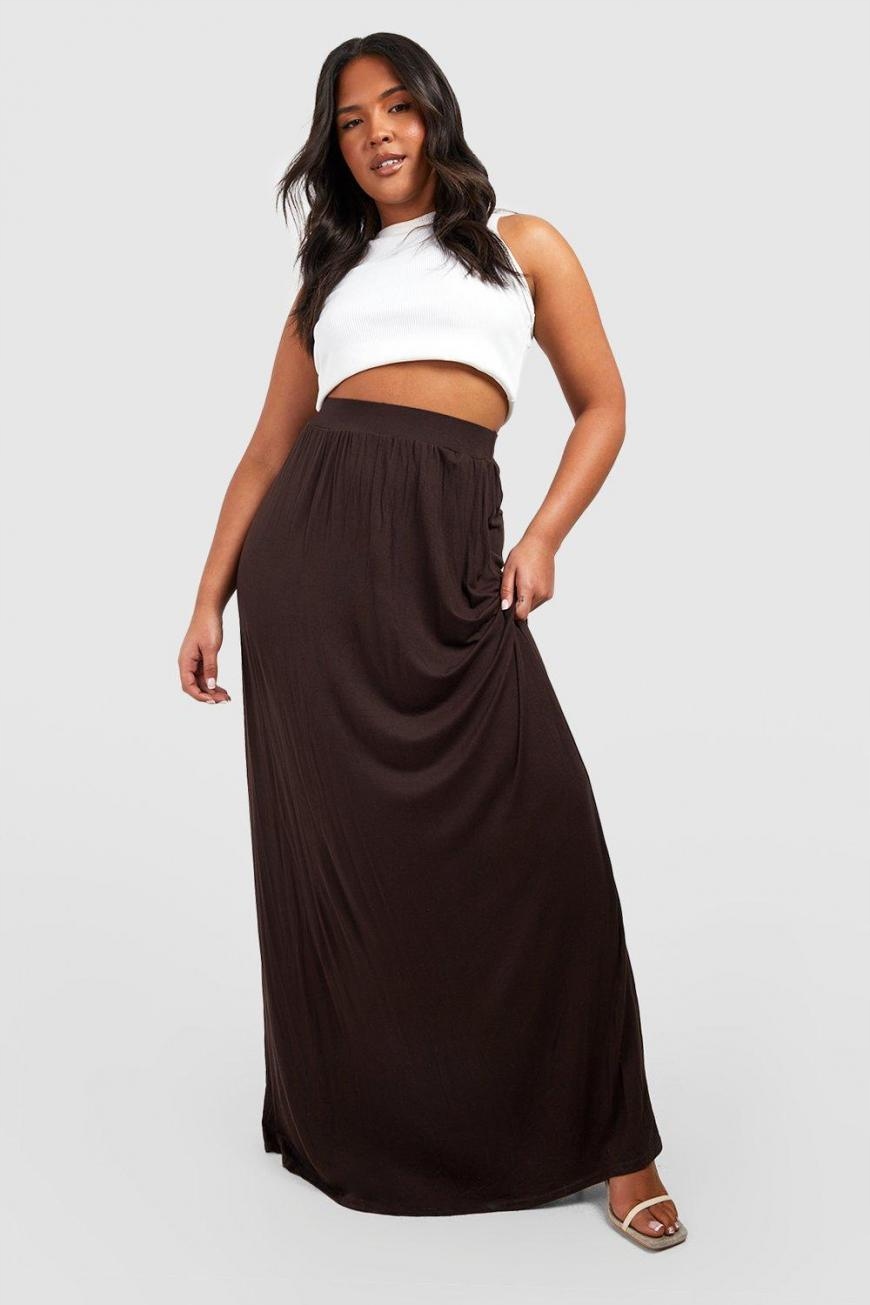 BOOHOO PLUS GŁADKA SPÓDNICA MAXI 6XL Fason prosta