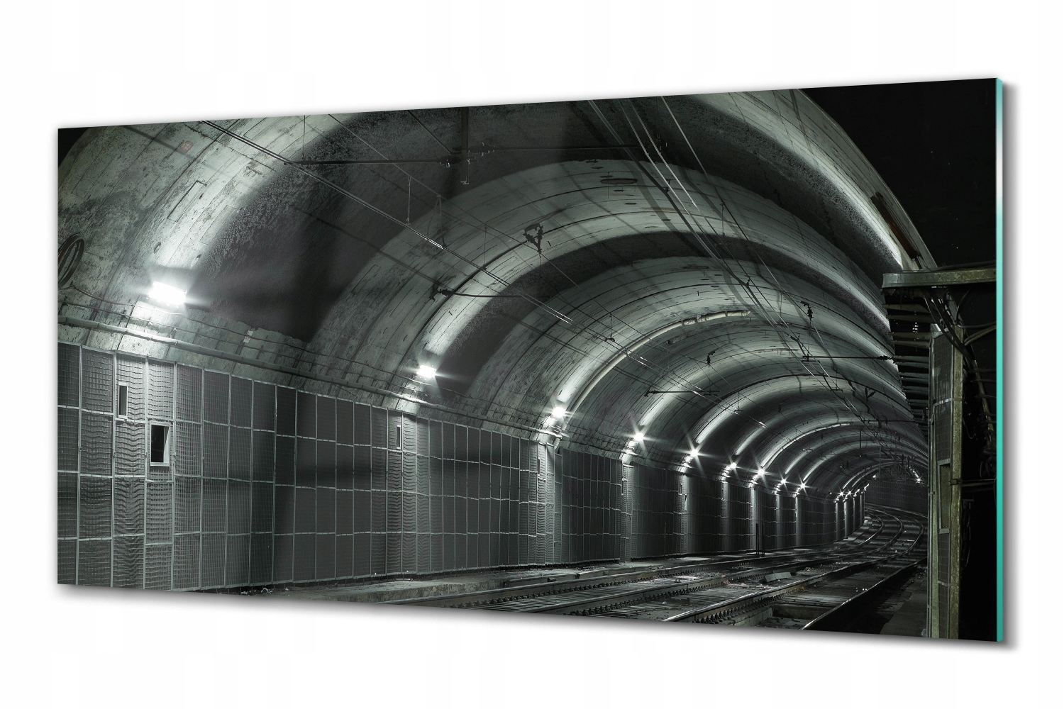 Sklenený obraz na stenu Tunel, chodba, koľaje 100x50