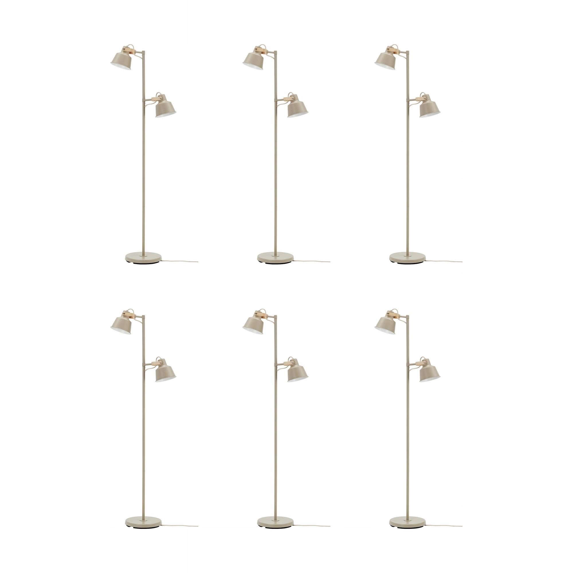 6 ks Led stojací lampa 2-bodová béžová s jasanem E14