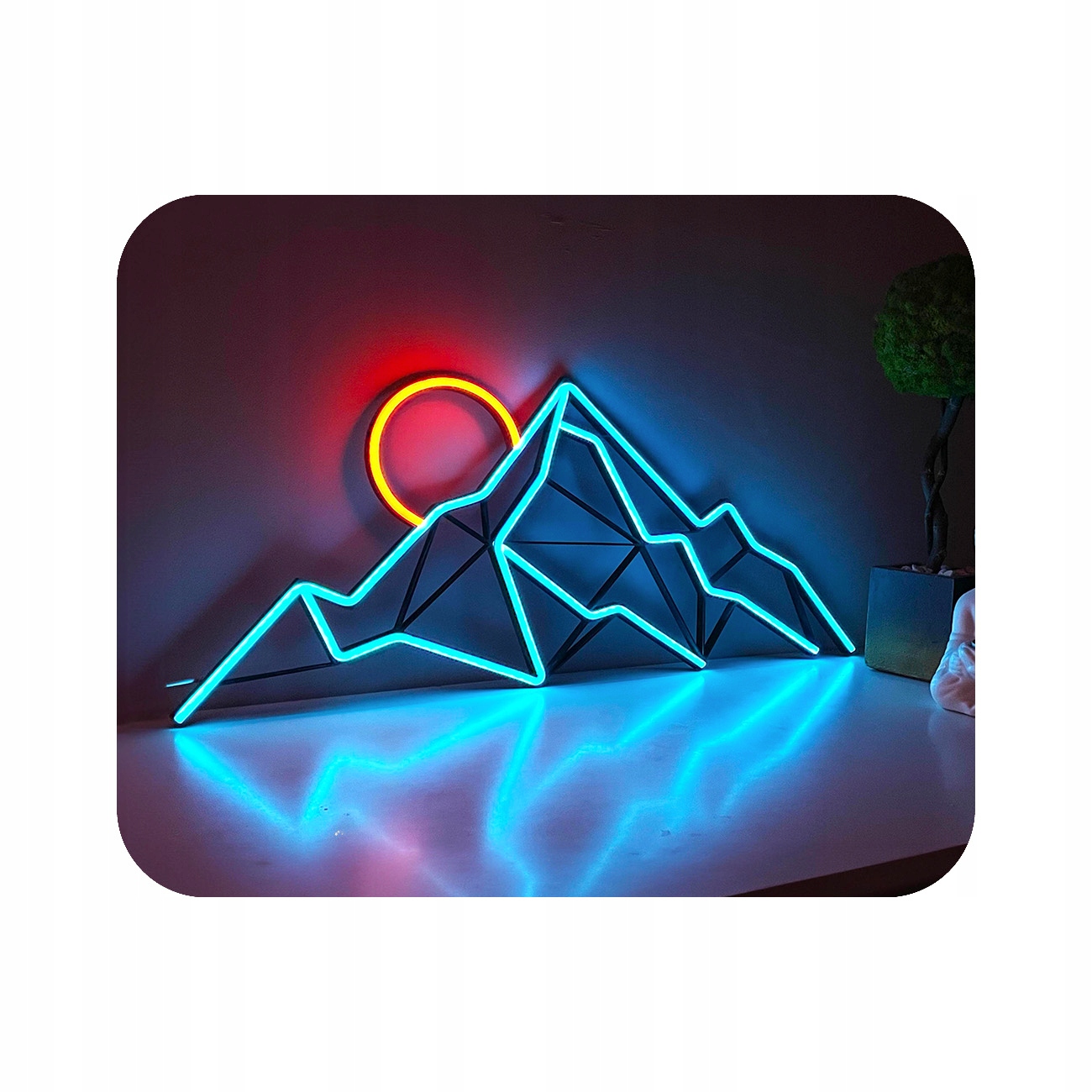 Neon Led Dekoracja Ścienna Góry Krajobraz Do Firmy Baru Restauracji 51x30CM