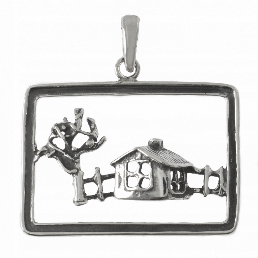 Pohádkový Stříbrný Přívěsek Krajina S Domečkem 925 Chatka
