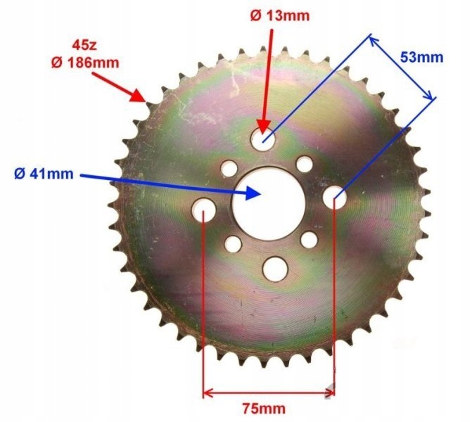  задня Зірочка 45Z 428H ATV BASHAN QUAD 250 SHINERAY part number ZQ7005