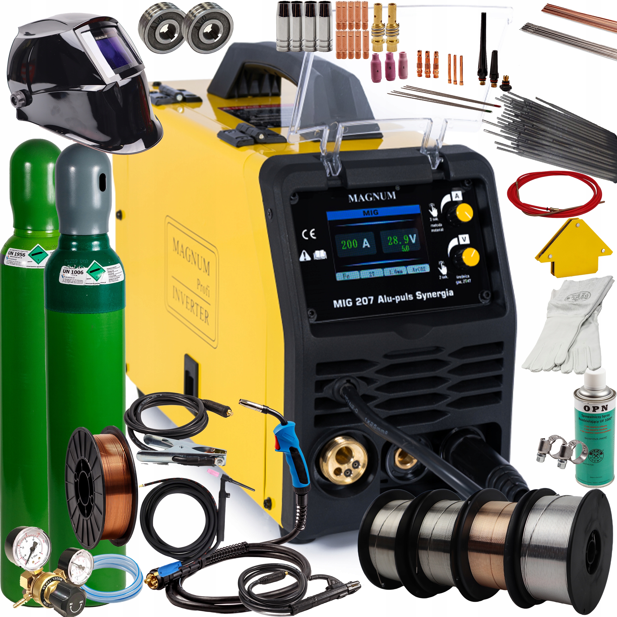 Svářečka Migomat Magnum Mig 207 Hliník Puls Synergie Mma 230V Sada 2