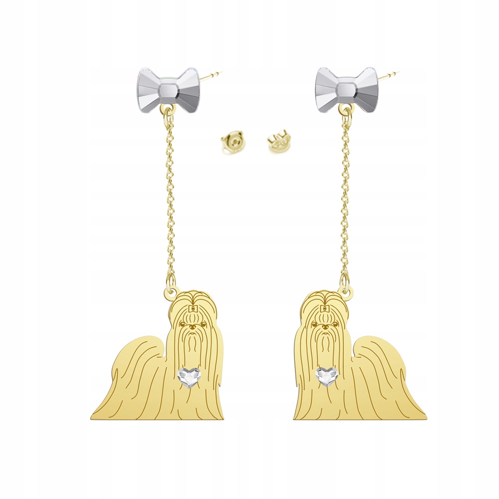 Náušnice Zlaté s psem Shih Tzu Stříbro 925 Šperky Žena Věnování