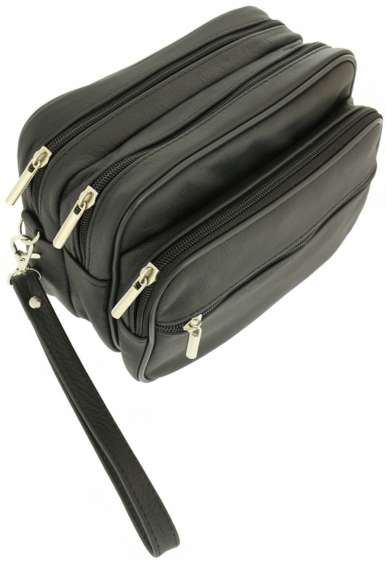 Skórzana duża saszetka męska do ręki pojemna PL PR Marka bez marki