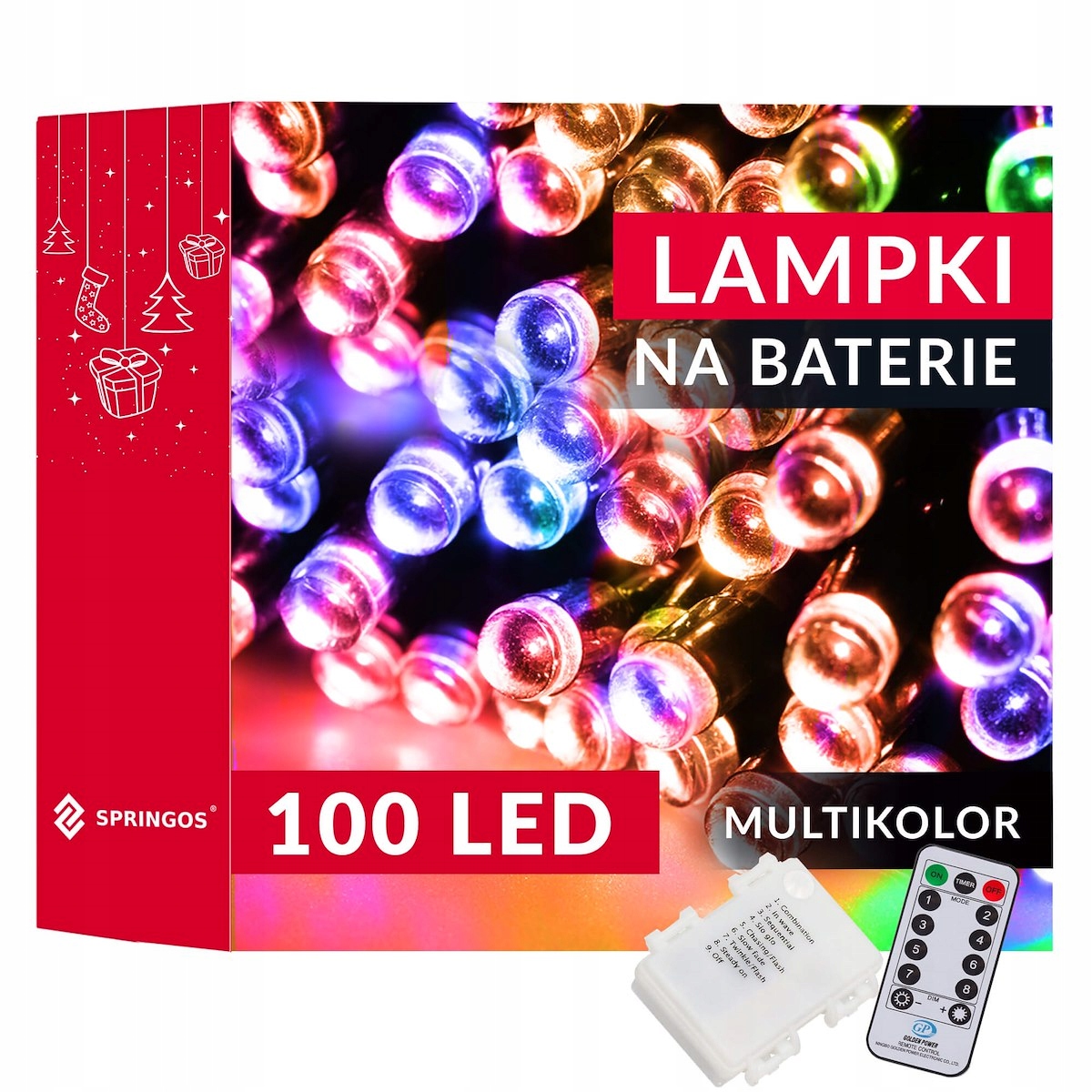LAMPKI CHOINKOWE ZEW/WEW 10m LED + PILOT 8 FUNKCJI