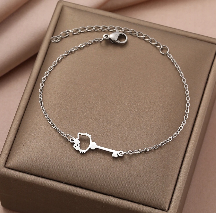 Bransoletka Hello Kitty Kotek Kluczyk Srebrna 316L Marka Inna marka