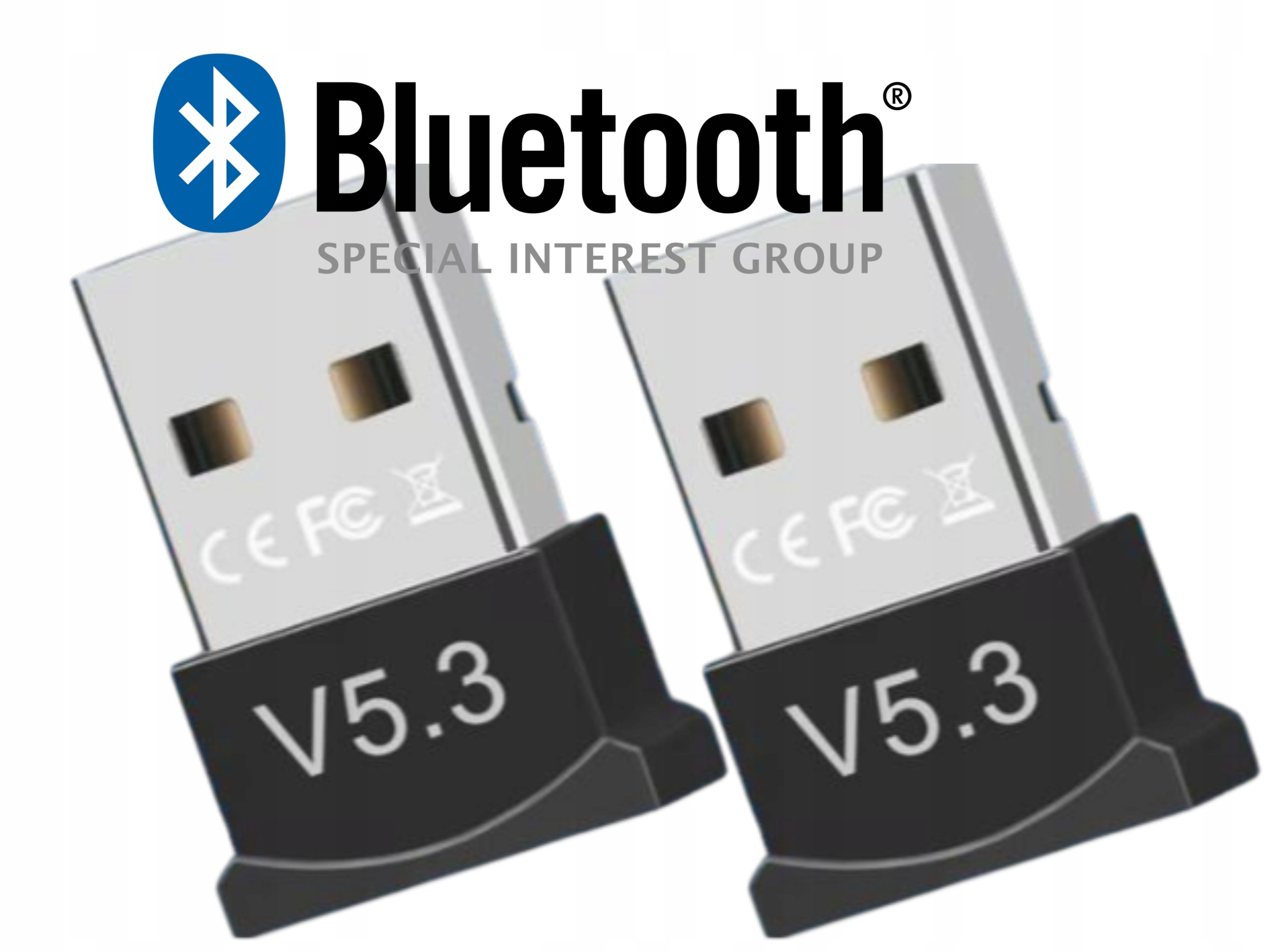 2× Adapter Bluetooth 5.3 USB-A z Diode LED - Bezprzewodowa Komunikacja do 20 m