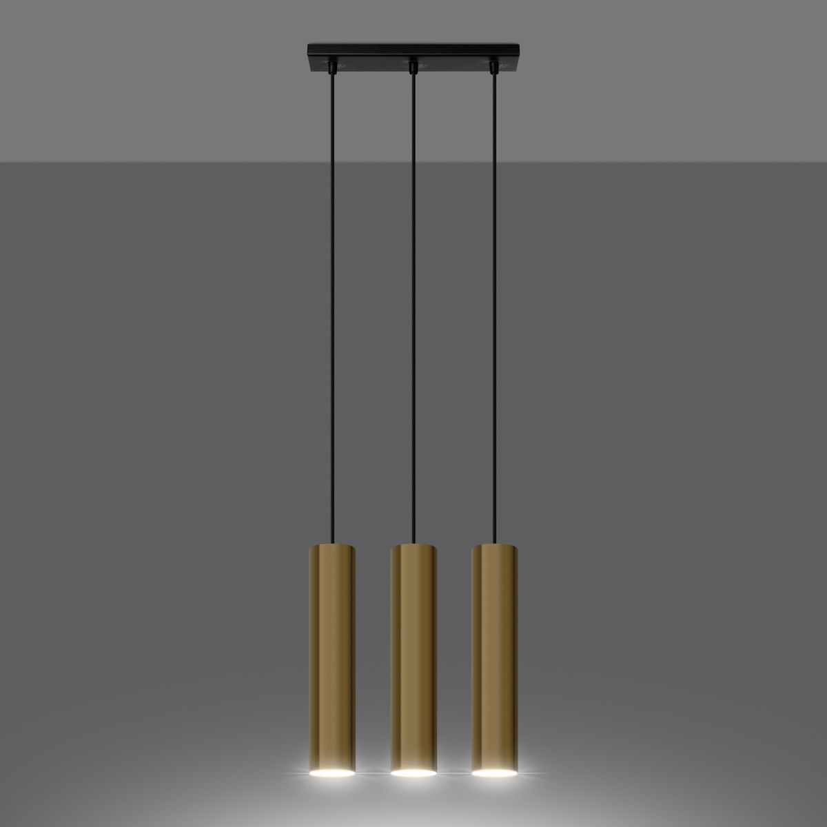 3-bodová moderní závěsná lampa Lagos zlatá; nad jídelní stůl