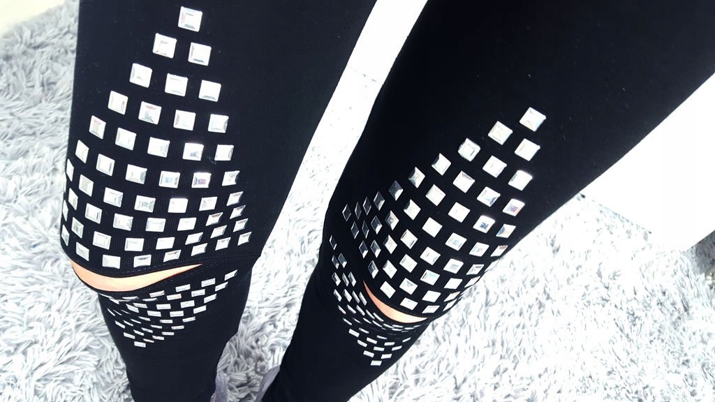 SPODNIE LEGGINSY RURKI ĆWIEKI RIPPED GETRY DZIURY Szerokość w pasie 44 cm