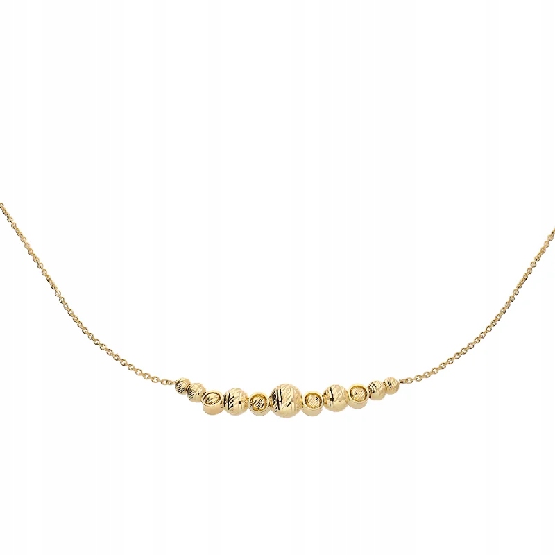Zlatý náhrdelník ryzosti 585, diamantové kuličky 2.25g, jedinečný jako dárek 14k