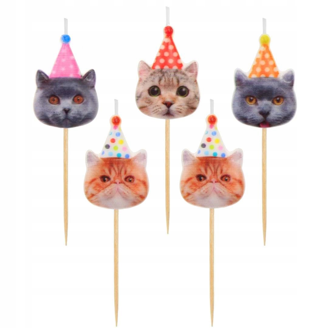 

Świeczki na tort Kotki w czapeczkach Piker party