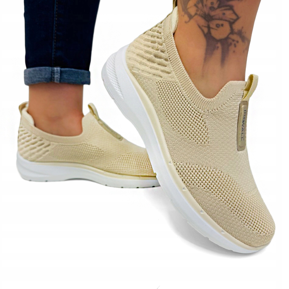 Béžové Vkládací Široké Lehké Látkové Prodyšné Boty Na Halušky 36