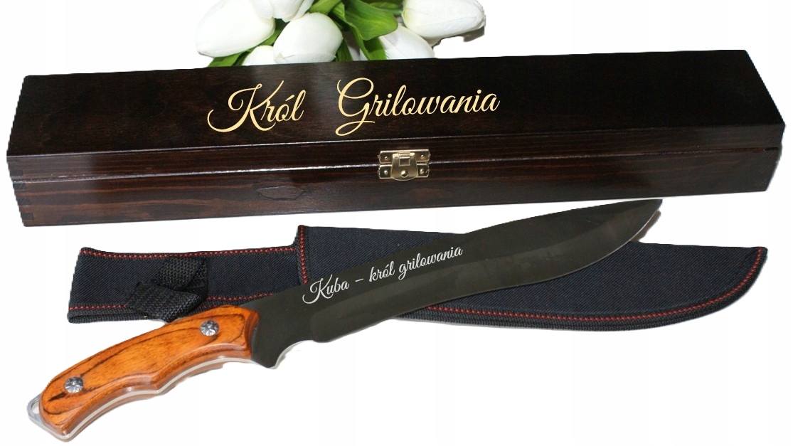 Velký nůž s gravírováním jako dárek Král Grilování