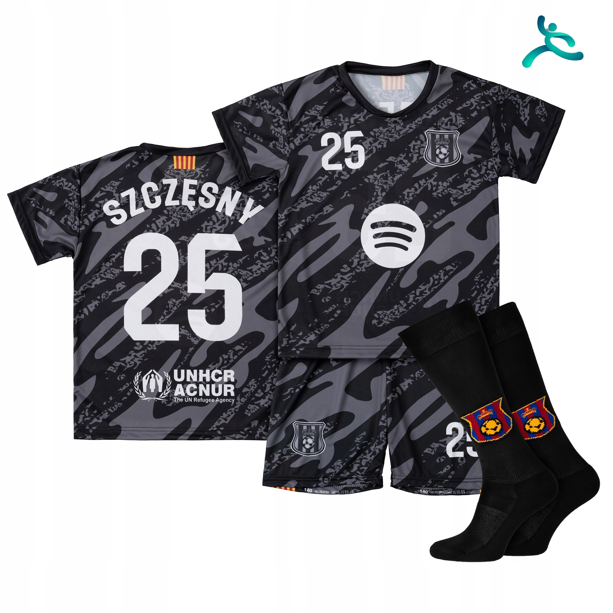 Strój komplet piłkarski getry Szczęsny rozm. 134