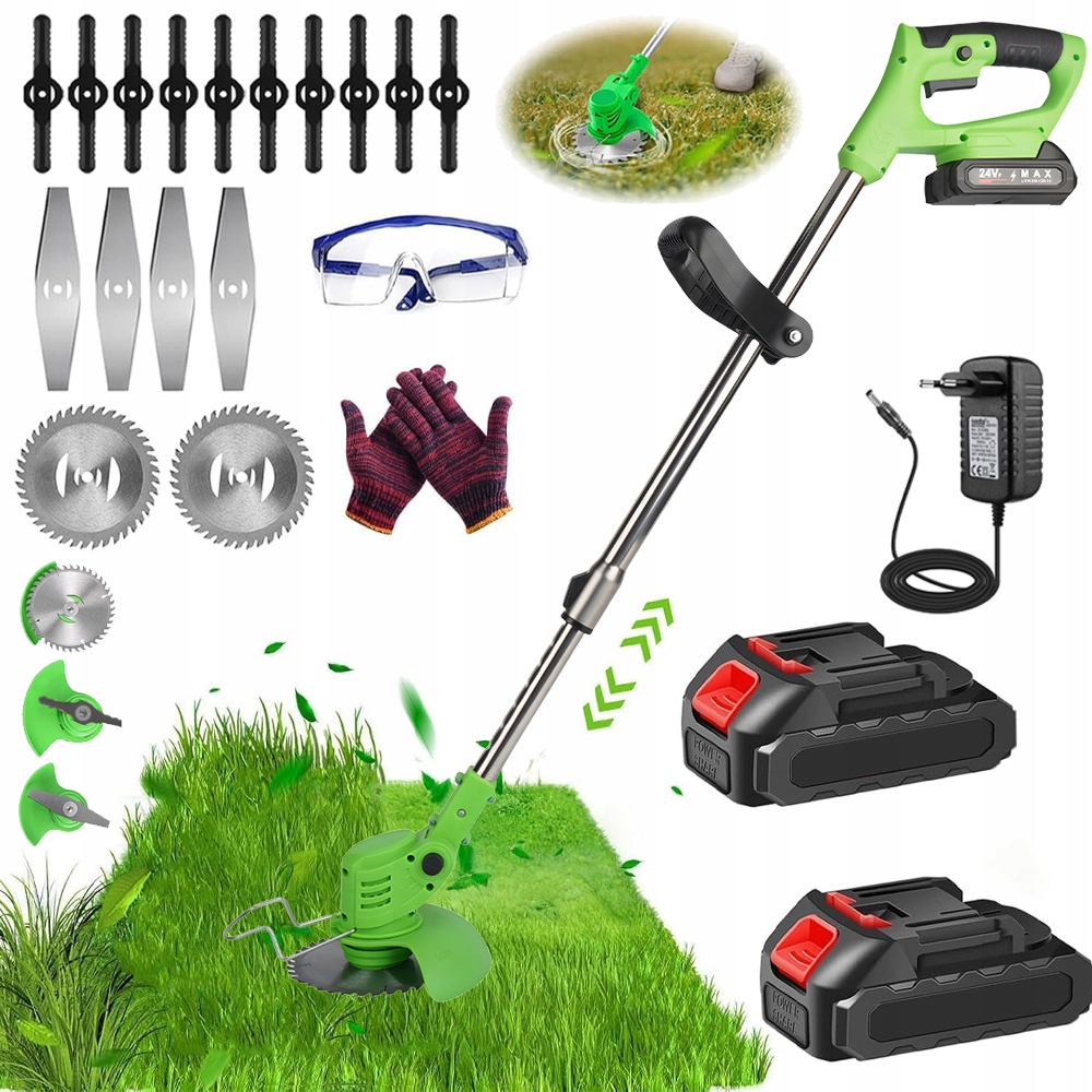 Podkaszarka Do Trawy Kosa Akumulatorowa Elektryczna Ogrodowa 3 Różne Ostrza