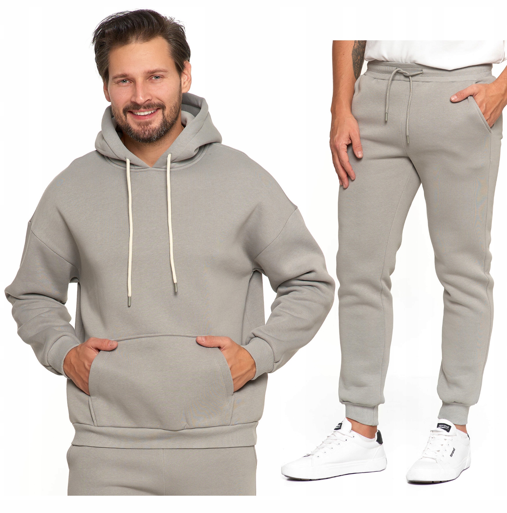 Teplákovka Pánský Bavlněný Komplet Moraj Hladká Klasika Stylový Módní Šedý 3XL