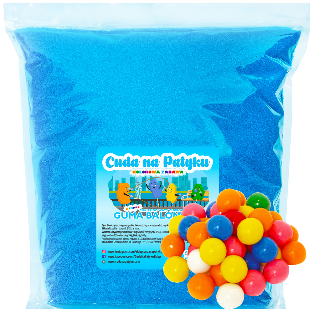 

5kg Cukier do waty cukrowej kolorowy Guma Balonowa