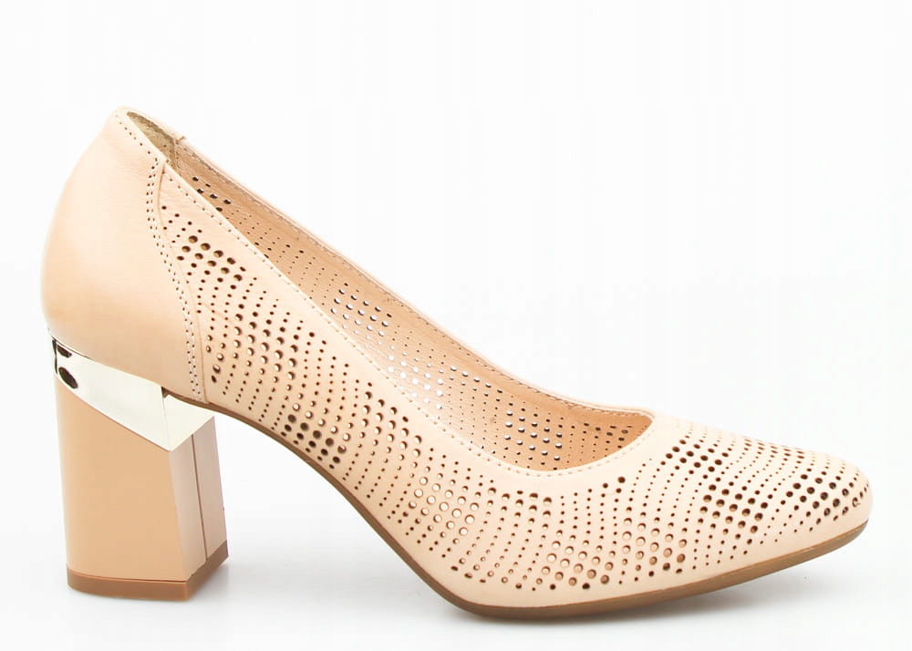 

J.Wolski 2005 beż czółenka ażurowe skóra licowa 37