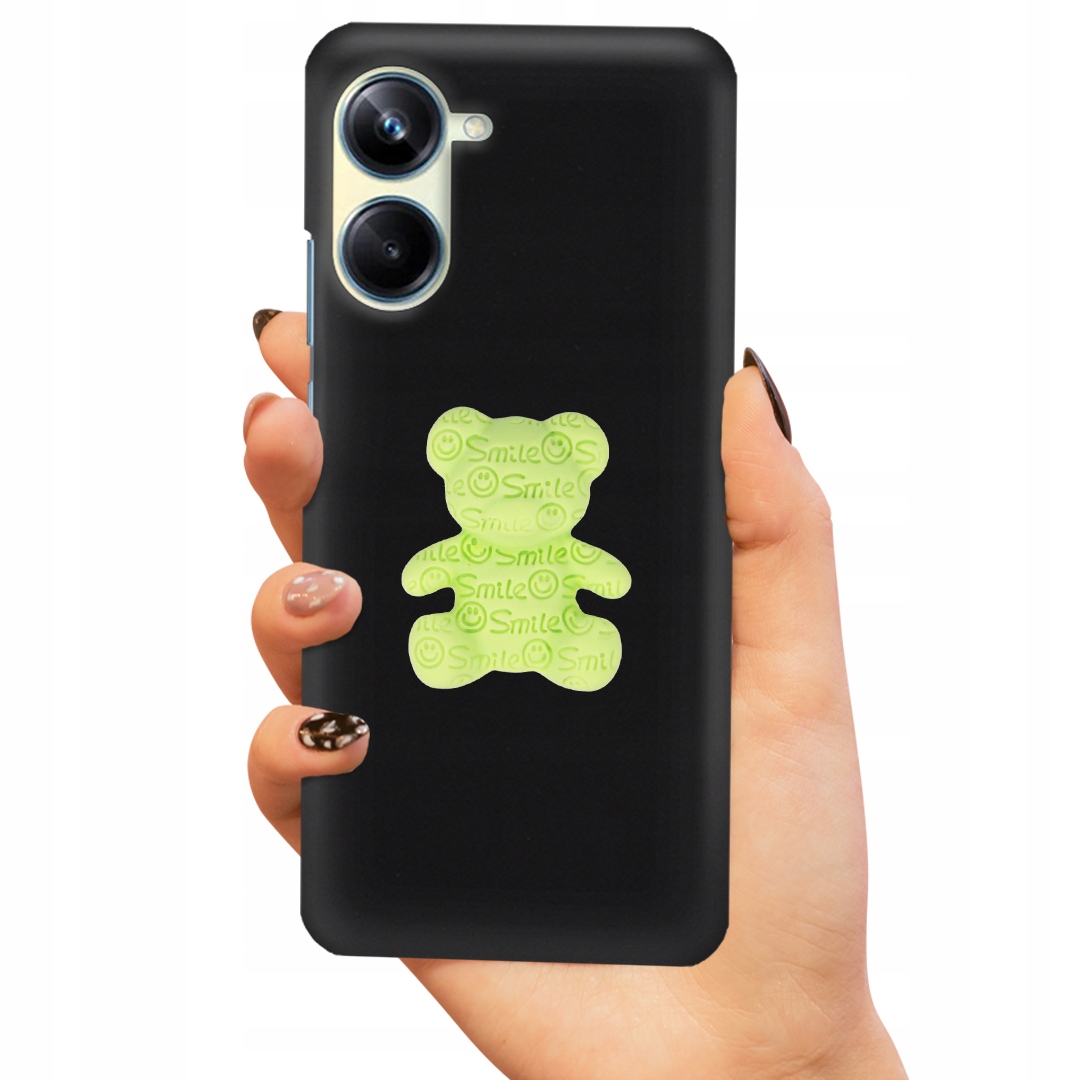 Matné Čierne Puzdro Pre Realme 10 Pro 5G Zelený Medvedík