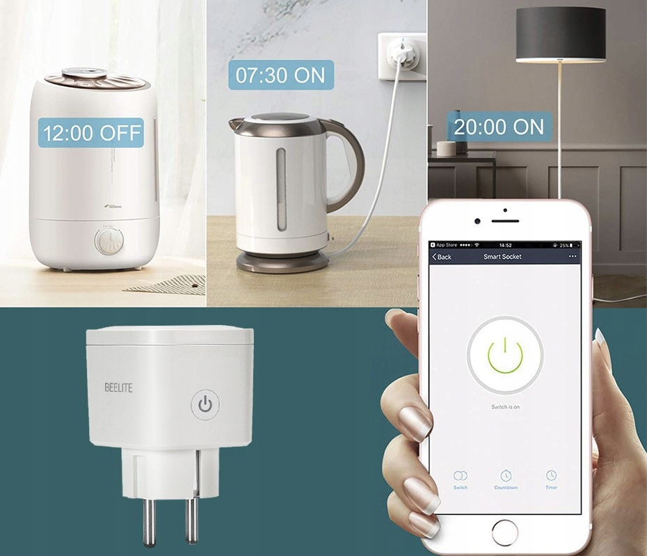 Zestaw 2 x Inteligentne gniazdo SMART Plug elektryczne watomierz WiFi Tuya Komunikacja WiFi