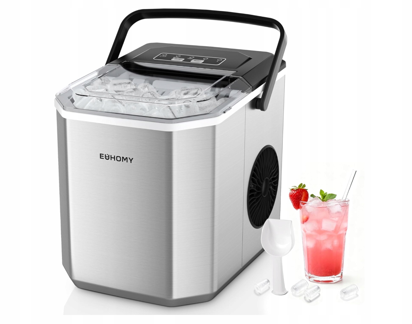 Výrobník ledu přenosný samočistící 12 kg 24 hodin Euhomy 170 W