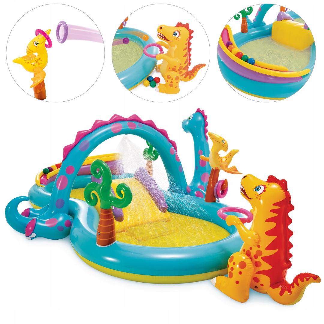 Vodní dětské hřiště Dinoland skluzavka 302x229x112 cm Intex 57135