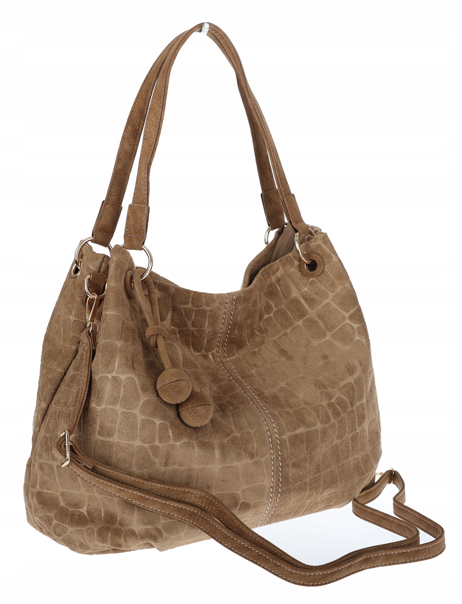 Dámská shopper kabelka prostorná semišová taška do ruky přes rameno HL004 Béžová