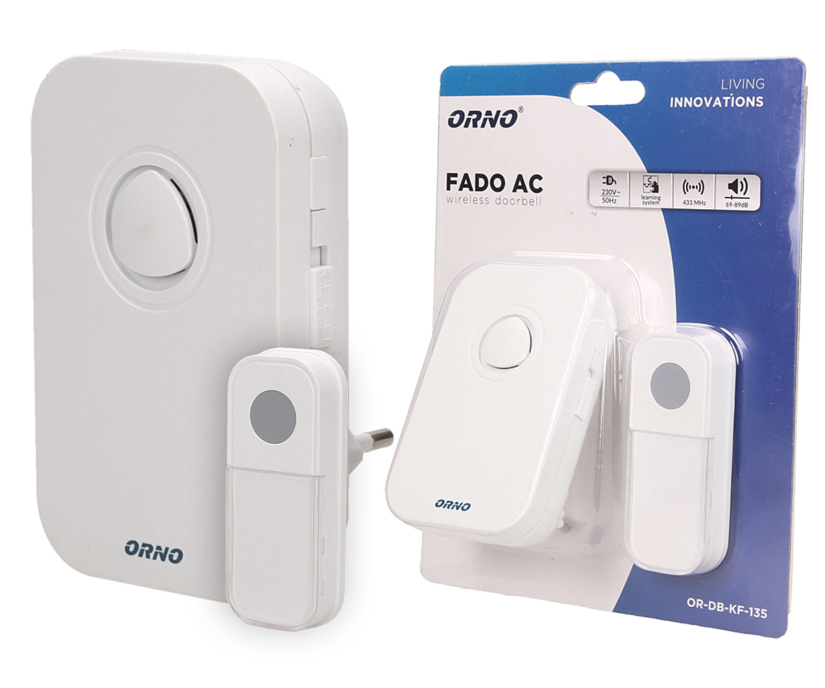 

Dzwonek Bezprzewodowy Drzwi Gniazdka Fado Orno 80m