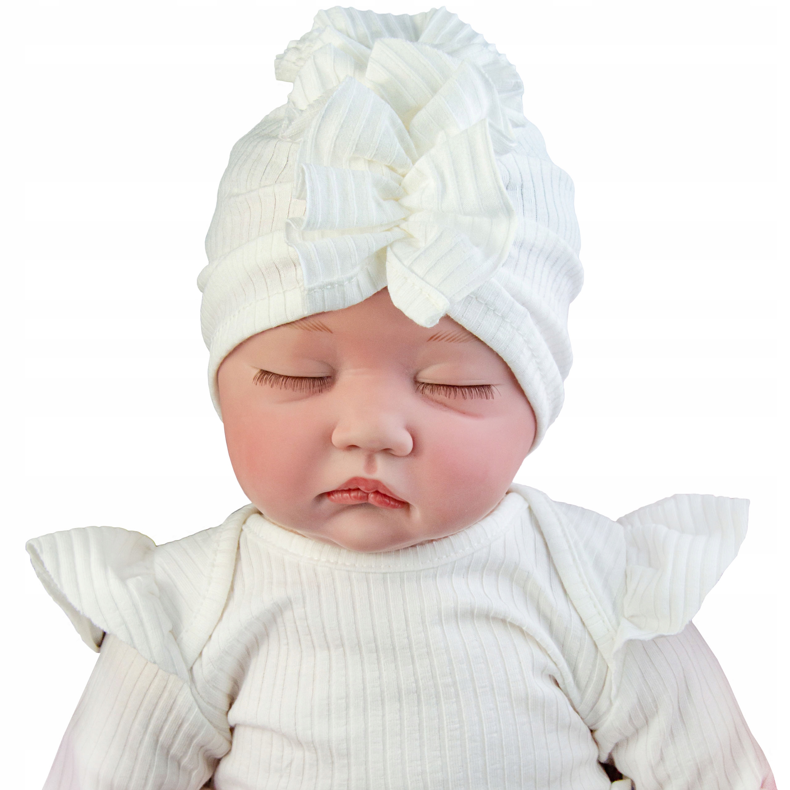 

Turban czapka niemowlęca Prążek śmietankowy 40-42