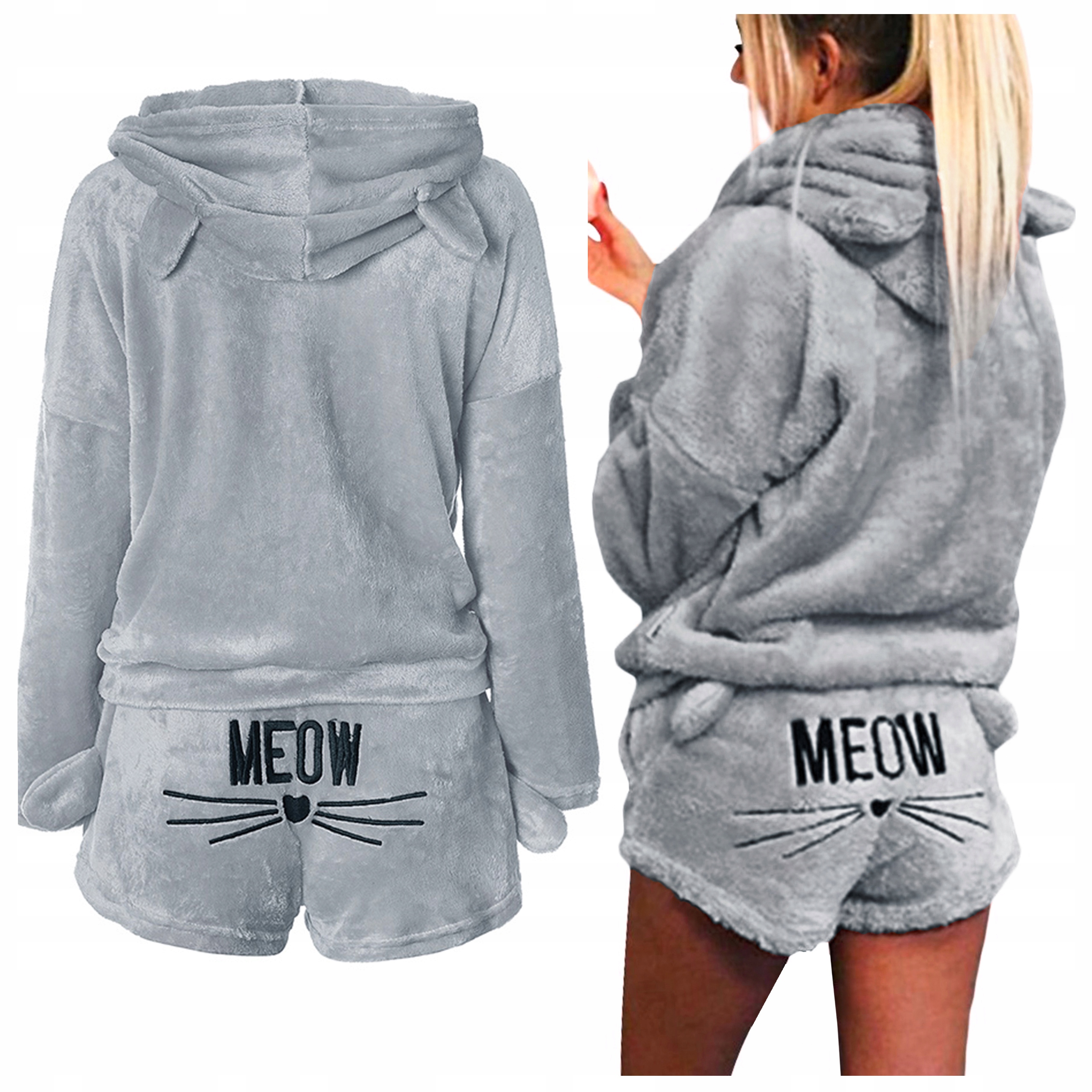 

Pluszowa Piżama ciepła Bluza Szorty meow Kot XL 42