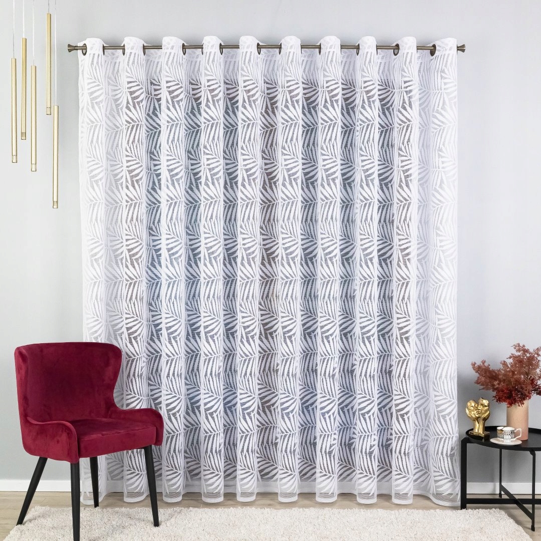 Hustá Hotová Záclona S Průchodkami, Dlouhá Bambusové Listy 550x210