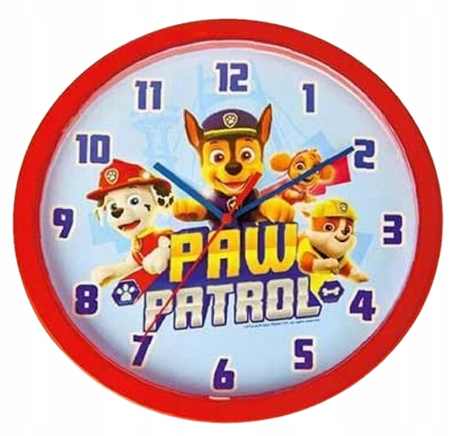 Zegar ścienny dziecięcy Psi Patrol 24 cm średnica kolor czerwony Marka Spin Master
