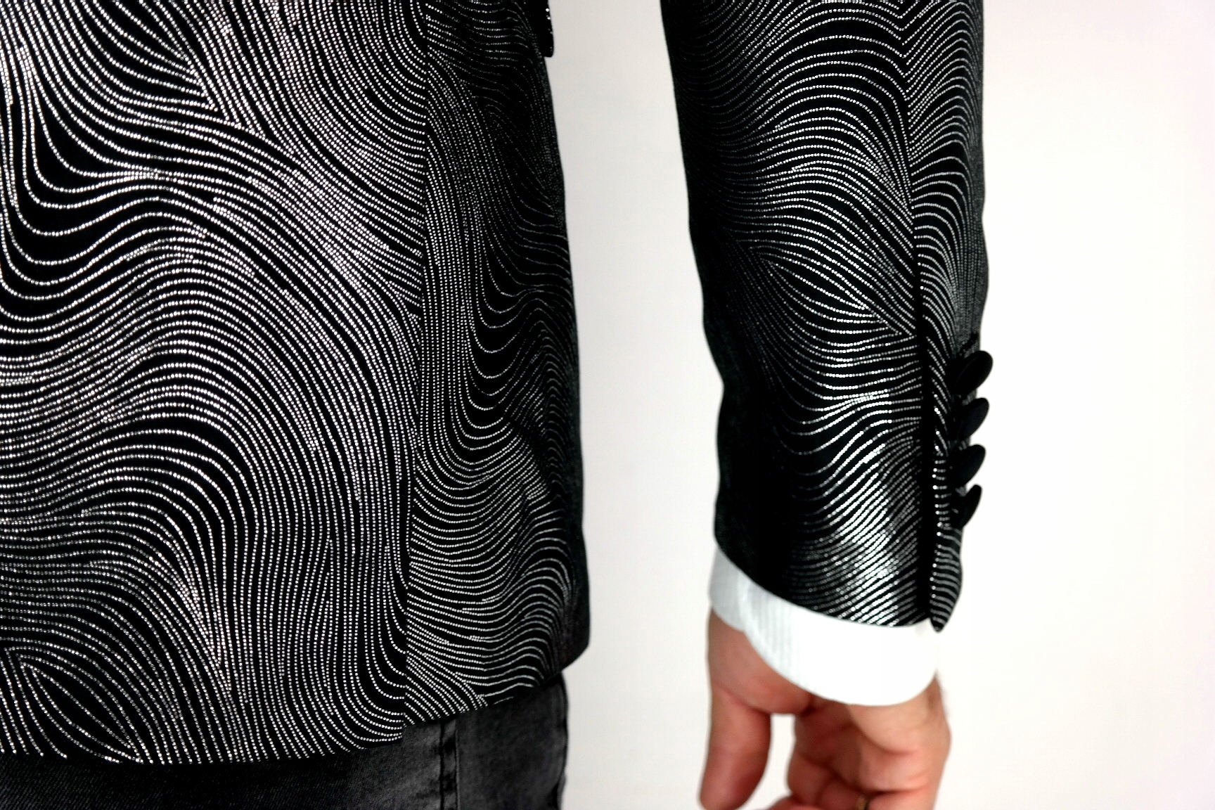 GIOVANNI PERA Marynarka męska DS03 srebrna 64 Wzór dominujący inny wzór