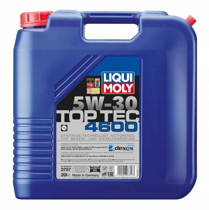 Olej Liqui Moly 5W30 20L Top Tec 4600 505.01 505.00 502.00 229.51