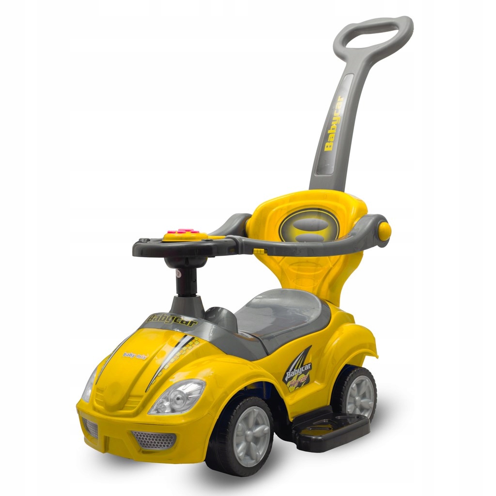 Dziecięcy Jeździk Z Rączką 3W1 Baby MIX Car Żółty