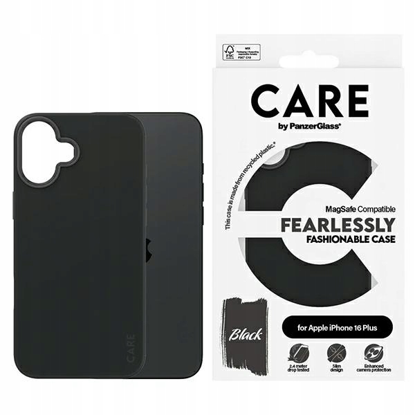 Etui Care by PanzerGlass Fashion iPhone 16 Plus czarny MagSafe