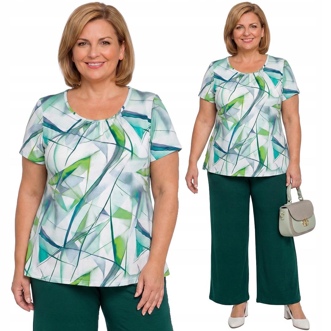 Zelená halenka s plus size vzory velikost 60