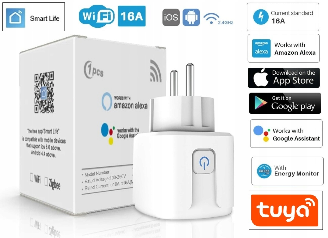 

Inteligentne Gniazdko Elektryczne Wifi Smart Tuya