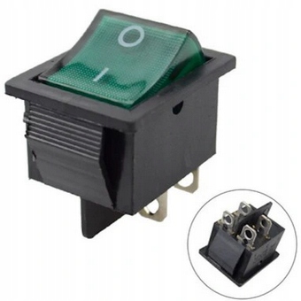 

Przełącznik Dpst KCD4 podświetlany 15A 250V zielon
